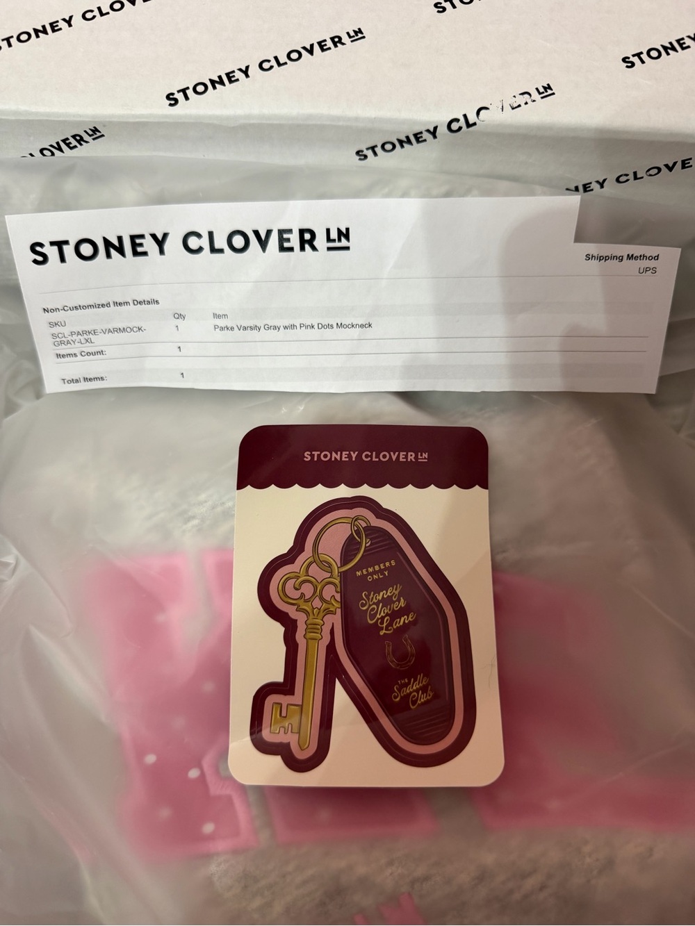 LIMITED EDITION! ParkexStoney Clover Gray Pink Polka Dot Mock Neck Pullover L/XL - Picture 2 of 6